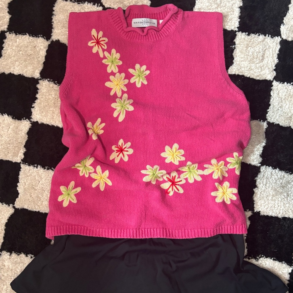 Marisa Christina Fuchsia Sweater with Floral Accents